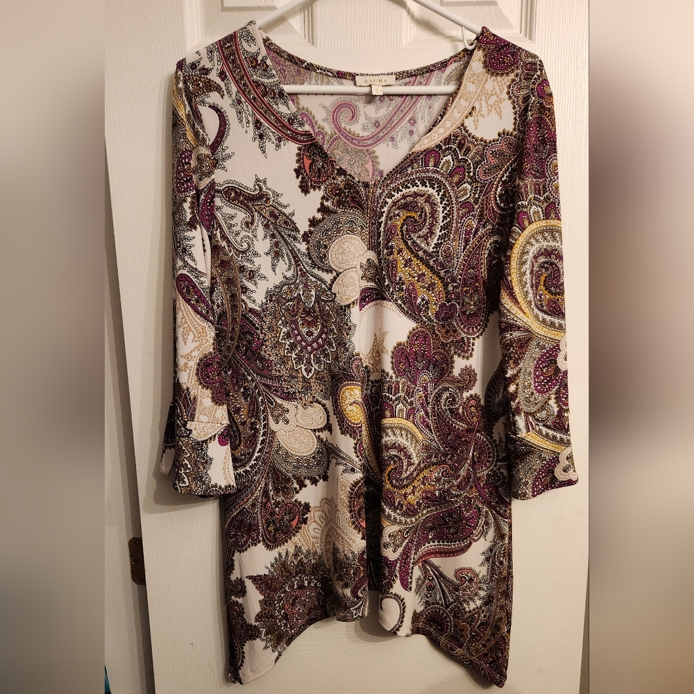 Pink Paisley Tunic 3/4 sleeves